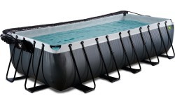 EXIT Black Leather baseinas 540x250x122cm su smėlio filtro siurbliu ir kupolu – juodas