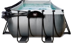 Бассейн EXIT Black Leather 540x250x122 см с песочным фильтр-насосом и куполом – чёрный