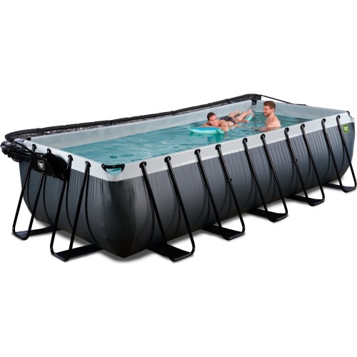 EXIT Black Leather pool 540x250x122cm with sand filter pump and dome - black