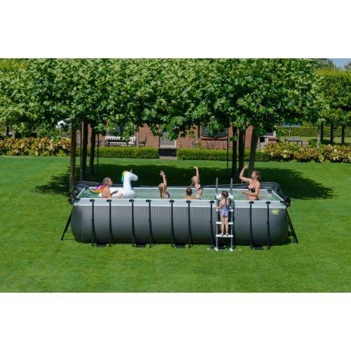 EXIT Black Leather baseinas 540x250x122cm su smėlio filtro siurbliu ir kupolu – juodas