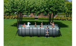 EXIT Black Leather pool 540x250x122cm with sand filter pump and dome - black