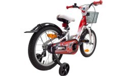 4KIDS Cherry 16" // 1G, dydis 9.5" (24 cm), V-Brake ir Kojinis stabdžiai, plieninis (raudona/balta)