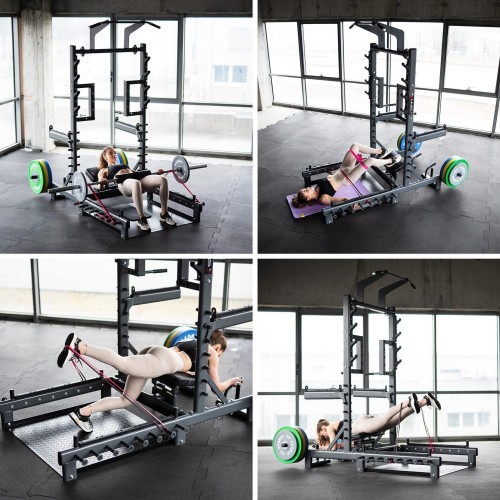 Komercinis daugiafunkcis stovas su svorių kilnojimo ir hip thrust platforma SMP01 HMS