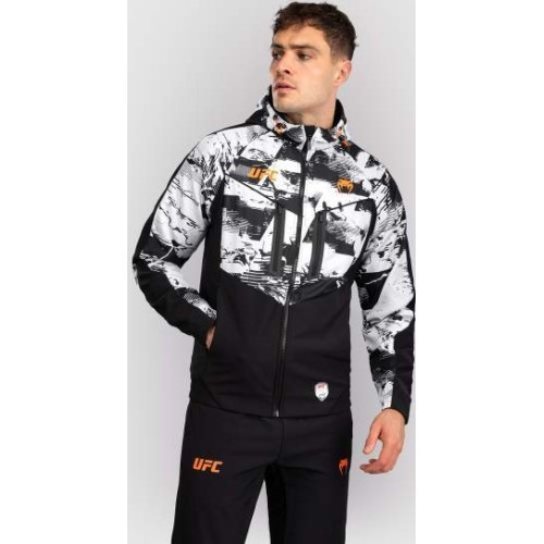 Vyriškas UFC Zenith by Venum baltas Authentic Fight Week džemperis su užtrauktuku