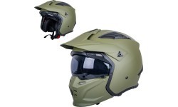 Atverčiamas motociklininko šalmas W-TEC Badalone Army - Matně olivová