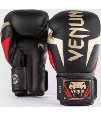 Боксёрские перчатки Venum Elite, чёрно-золото-красные