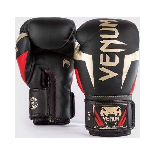 Venum Elite Boxing Gloves - Black/Gold/Red