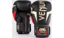 Боксёрские перчатки Venum Elite, чёрно-золото-красные