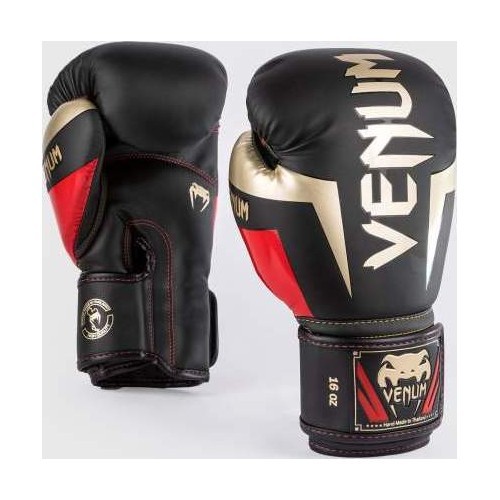 Venum Elite Boxing Gloves - Black/Gold/Red