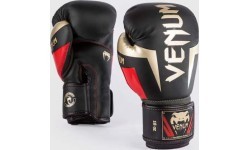 Venum Elite Boxing Gloves - Black/Gold/Red