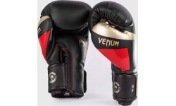 Venum Elite bokso pirštinės, juoda/auksinė/raudona