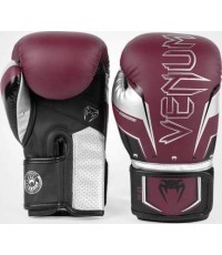 Боксёрские перчатки Venum Elite Evo – бордовый/серебристый