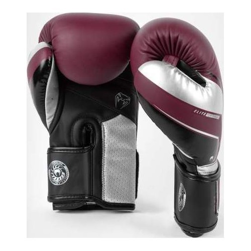 Venum Elite Evo Boxing Gloves - Burgundy/Silver