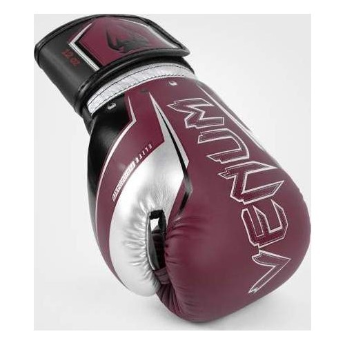 Боксёрские перчатки Venum Elite Evo – бордовый/серебристый