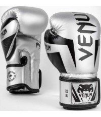 Боксёрские перчатки Venum Elite, серебристо-чёрные