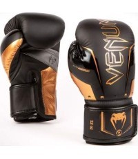 Venum Elite Evo bokso pirštinės, juodos/bronzinės