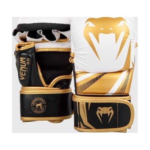 MMA pirštinės Venum Challenger 3.0 – baltos/juodos/auksinės