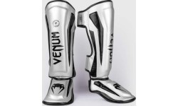 Venum Elite Standup Shinguards - Silver/Black