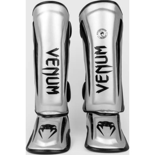 Защита голени Venum Elite Standup, серебристо-чёрная