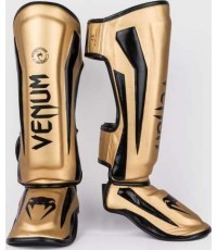Защита голени Venum Elite Standup, золотисто-чёрная