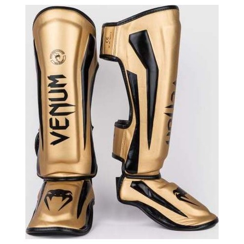 Blauzdų apsaugos Venum Elite Standup, auksinės/juodos