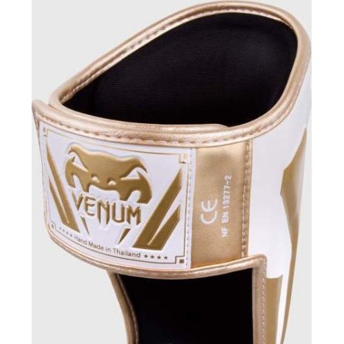 Защита голени Venum Elite Standup - белая/золотая