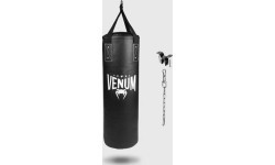 Боксёрский мешок Venum Origins – чёрный/белый (с потолочным креплением)