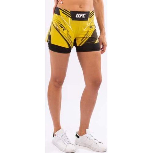 UFC Venum Authentic Fight Night moteriški MMA šortai, siauras kirpimas, geltoni