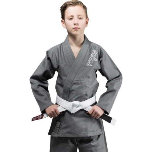 Кимоно BJJ Venum Contender Kids с белым поясом, серое