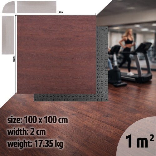 Прочный напольный коврик inSPORTline Luxteko Waffle 100 x 100 x 2 см - Wood