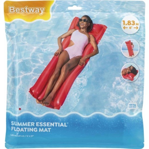 Inflatable Swimming Mattress Red BESTWAY 183x69cm + Pillow
