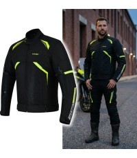Motociklininko striukė W-TEC Timuco - Juoda, fluorescencinė