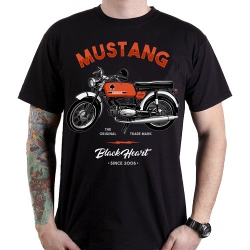 Marškinėliai BLACK HEART Mustang - Juoda