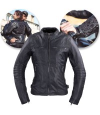 Women’s Leather Jacket W-TEC Strass - Black with Studs