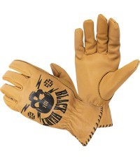 Leather Motorcycle Gloves W-TEC Black Heart Skull - Camel