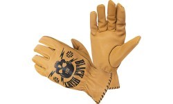 Leather Motorcycle Gloves W-TEC Black Heart Skull - Camel