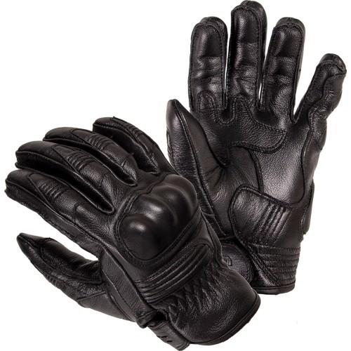 Leather Motorcycle Gloves W-TEC Trogir - Black