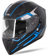 Full-Face Motorcycle Helmet W-TEC Vesco - Glossy Black-Blue