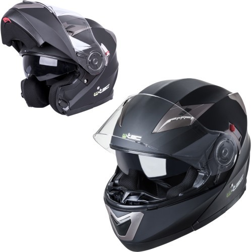 Flip-Up Motorcycle Helmet W-TEC Pezzon - Matt Black-Bronze