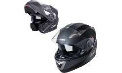 Atverčiamas motociklininko šalmas W-TEC Pezzon - Matinė juoda-bronzinė