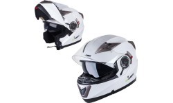 Atverčiamas motociklininko šalmas W-TEC Pezzon - Balta-Bronzinė