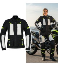 Women’s Motorcycle Jacket W-TEC Warao Lady - Black-Fluo