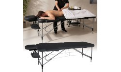 2-Section Aluminum Massage Table inSPORTline Morrani (186 × 60 × 62.5–85.5 cm) - Black