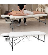 2 dalių aliuminis masažo stalas inSPORTline Morrani (186 × 60 × 62,5–85,5 cm) - Kreminė