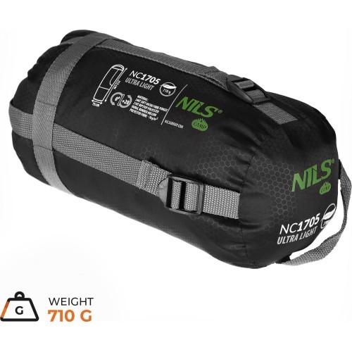 Itin lengvas miegmaišis NILS Camp NC1705, juodai žalias