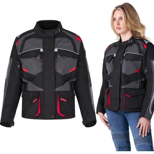 Women’s Motorcycle Jacket W-TEC Radana - Black, grey, red