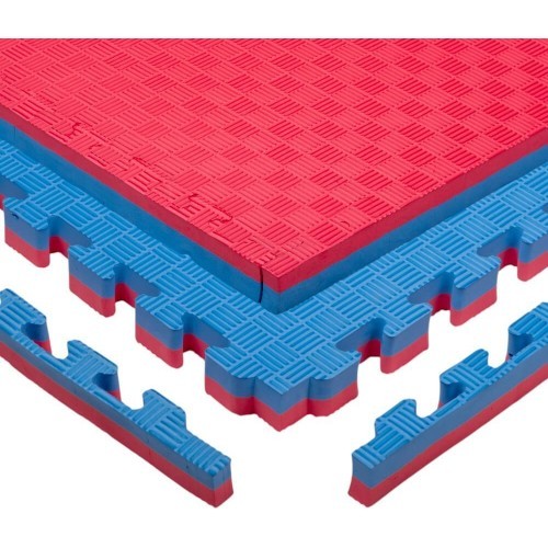 Tatami Puzzle Mat inSPORTline Malmeida 100 x 100 x 4 cm - červeno-modrá, vzor 5 proužků