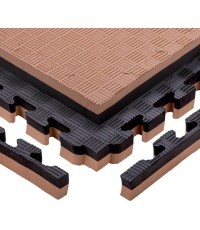 Татами-пазл inSPORTline Malmeida 100 x 100 x 4 см - Mocha mousse-černá, vzor 5 proužků