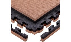 Tatami dėlionės kilimėlis inSPORTline Malmeida 100 x 100 x 4 cm - Mocha mousse-černá, vzor 5 proužků