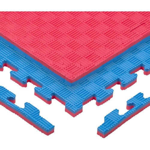 Tatami dėlionės kilimėlis inSPORTline Sazegul 100 x 100 x 2 cm - červeno-modrá, vzor 5 proužků